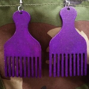 Wooden Hair Pic Earrings